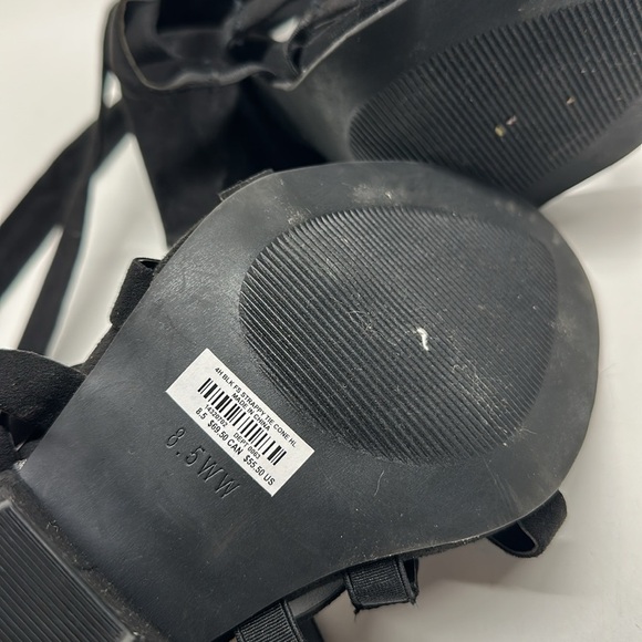 Torrid Heels Ankle Wrap Cone Heel Sandal Open Toe Faux Suede Black Size 8.5 Wide - Picture 9 of 11